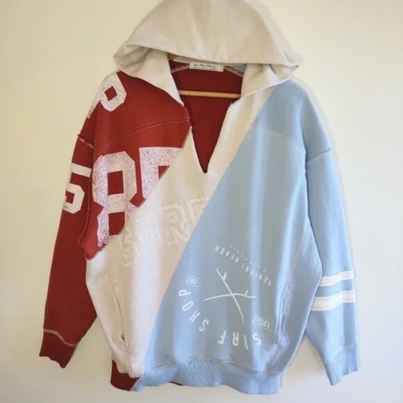 We The Free Red and Blue Patchwork Hoodie - Picture 1 of 9